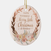 Roos Gold Floral Elegant Kerstmis Blush Glitter Keramisch Ornament (Rechts)