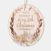 Roos Gold Floral Elegant Kerstmis Blush Glitter Keramisch Ornament (Links)