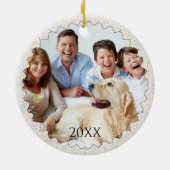 Roos Gold Floral Elegant Kerstmis Blush Glitter Keramisch Ornament (Achterkant)