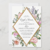 Roos Gold Floral Elegant Romantic Couples Shower Kaart (Voorkant)