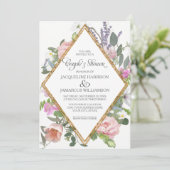 Roos Gold Floral Elegant Romantic Couples Shower Kaart (Staand voorkant)