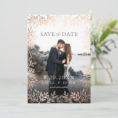 Roos Gold Floral Elegant Wedding Save the Date Kaart (Staand voorkant)