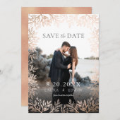 Roos Gold Floral Elegant Wedding Save the Date Kaart (Voorkant / Achterkant)