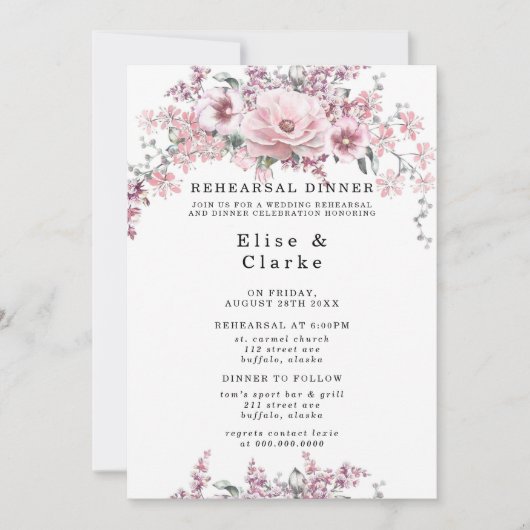 Roos Gold Floral en Eucalyptus repetitie Kaart (Voorkant)