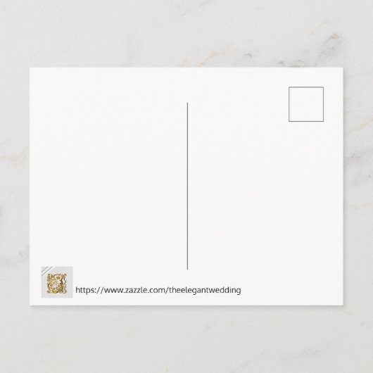 Roos Gold Floral en Linen Wedding Aankondigingskaart (Achterkant)