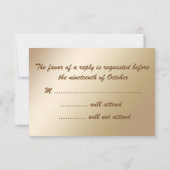Roos Gold Floral en Linen Wedding RSVP (Achterkant)