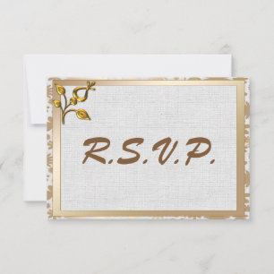 Roos Gold Floral en Linen Wedding RSVP