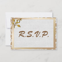 Roos Gold Floral en Linen Wedding RSVP