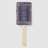 Roos Gold Floral en Navy Blue huwelijksprogramma's Handwaaier (Achterkant)