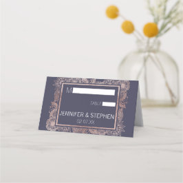 Roos Gold Floral en Navy Blue Place Cards Plaatskaartje