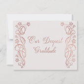 Roos Gold Floral Fairytale Wedding Bedankkaart (Voorkant)