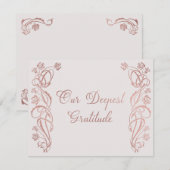 Roos Gold Floral Fairytale Wedding Bedankkaart (Voorkant / Achterkant)