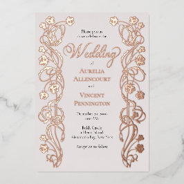 Roos Gold Floral Fairytale Wedding Folie Uitnodiging