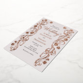 Roos Gold Floral Fairytale Wedding Folie Uitnodiging (Gedraaid)