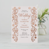 Roos Gold Floral Fairytale Wedding Folie Uitnodiging (Staand Voorkant)