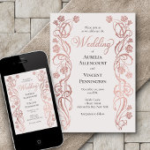 Roos Gold Floral Fairytale Wedding Kaart