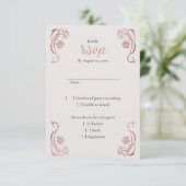 Roos Gold Floral Fairytale Wedding RSVP Kaartje (Staand voorkant)