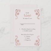 Roos Gold Floral Fairytale Wedding RSVP Kaartje (Voorkant / Achterkant)