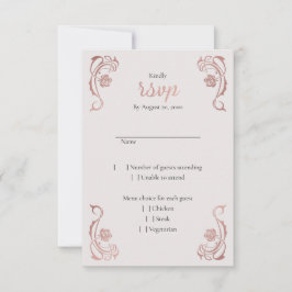 Roos Gold Floral Fairytale Wedding RSVP Kaartje