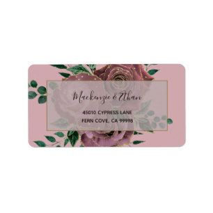 Roos Gold Floral Glam Wedding RSVP Return Address Etiket