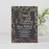 Roos Gold Floral Glitter Ombre Brunch Bubble Kaart (Staand voorkant)