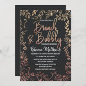 Roos Gold Floral Glitter Ombre Brunch Bubble Kaart (Voorkant / Achterkant)