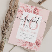 Roos Gold Floral & Glitter Sweet 16 Script roze Kaart