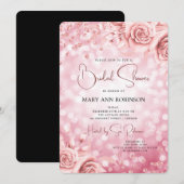 Roos Gold Floral Glitter Vrijgezellenfeest Licht Kaart (Voorkant / Achterkant)