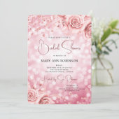 Roos Gold Floral Glitter Vrijgezellenfeest Licht Kaart (Staand voorkant)