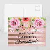 Roos Gold Floral Godmoeder Voorstel Briefkaart (Voorkant / Achterkant)