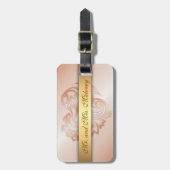 Roos Gold Floral Heart Bagagelabel (Voorkant verticaal)