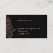 Roos Gold Floral Henna Visitekaartje (Achterkant)
