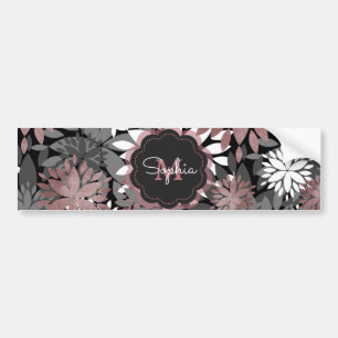 Roos Gold Floral Illustration Pattern Bumpersticker