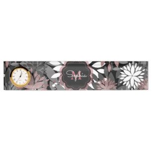  Roos Gold Floral Illustration Pattern Naambordje