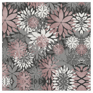  Roos Gold Floral Illustration Pattern Stof