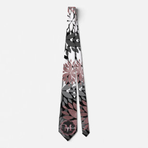  Roos Gold Floral Illustration Pattern Stropdas