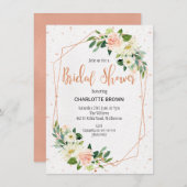 Roos Gold Floral Line Art Bridal Shower Kaart (Voorkant / Achterkant)