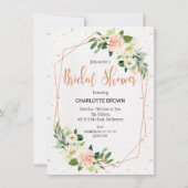 Roos Gold Floral Line Art Bridal Shower Kaart (Voorkant)