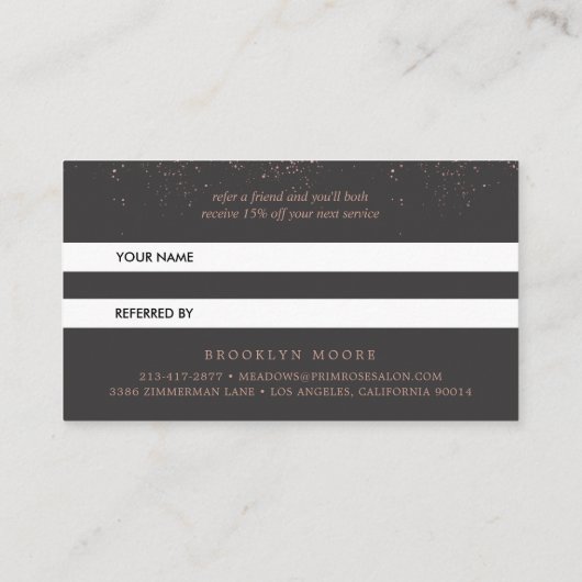 Roos Gold Floral-Logo Aanbevelingskaartje (Achterkant)