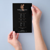 Roos Gold Floral Logo Black Salon Price List Flyer (Hand)