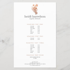 Roos Gold Floral-Logo op brochure met witte prijsl