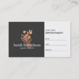 Roos Gold Floral Logo op donkergrijs afspraak Afsprakenkaartje