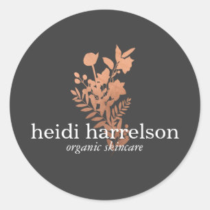 Roos Gold Floral-Logo op donkergrijs Ronde Sticker