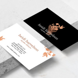 Roos Gold Floral-Logo op zwart Visitekaartje