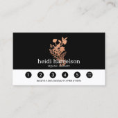 Roos Gold Floral-Logo op zwarte Kaart Klantenkaartje (Voorkant)