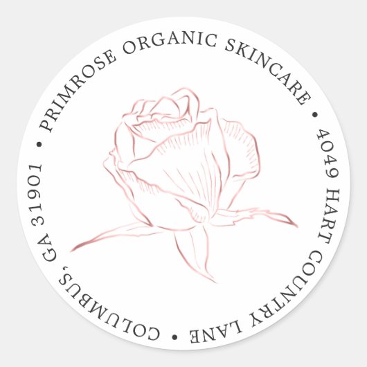 Roos Gold Floral Logo Retouradres Ronde Sticker (Voorkant)