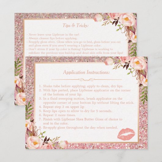 Roos Gold Floral Makeup spoelt tips uit voor instr Briefkaart (Voorkant / Achterkant)