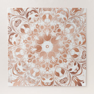 Roos Gold Floral Mandala Legpuzzel