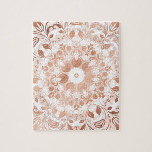 Roos Gold Floral Mandala Legpuzzel