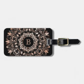 Roos Gold Floral Mandala Monogram Bagagelabel (Voorkant horizontaal)
